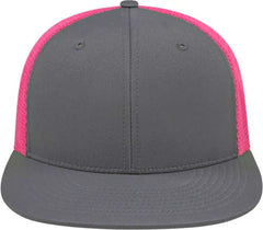 Cap America i8501 Flexfit Performance Trucker Mesh Back Cap - Graphite Pink