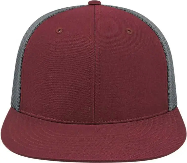 Cap America i8501 Flexfit Performance Trucker Mesh Back Cap - Maroon Graphite