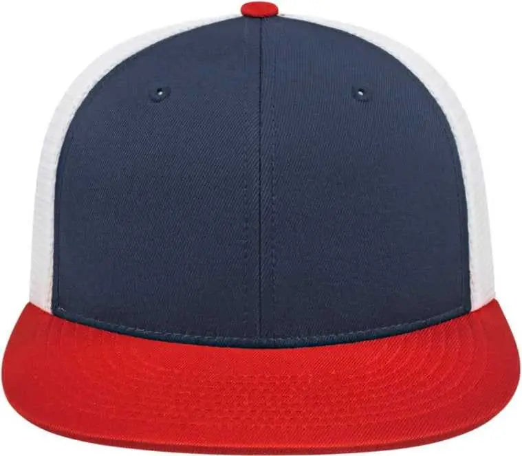 Cap America i8501 Flexfit Performance Trucker Mesh Back Cap - Navy Red White