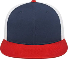 Cap America i8501 Flexfit Performance Trucker Mesh Back Cap Navy Red White