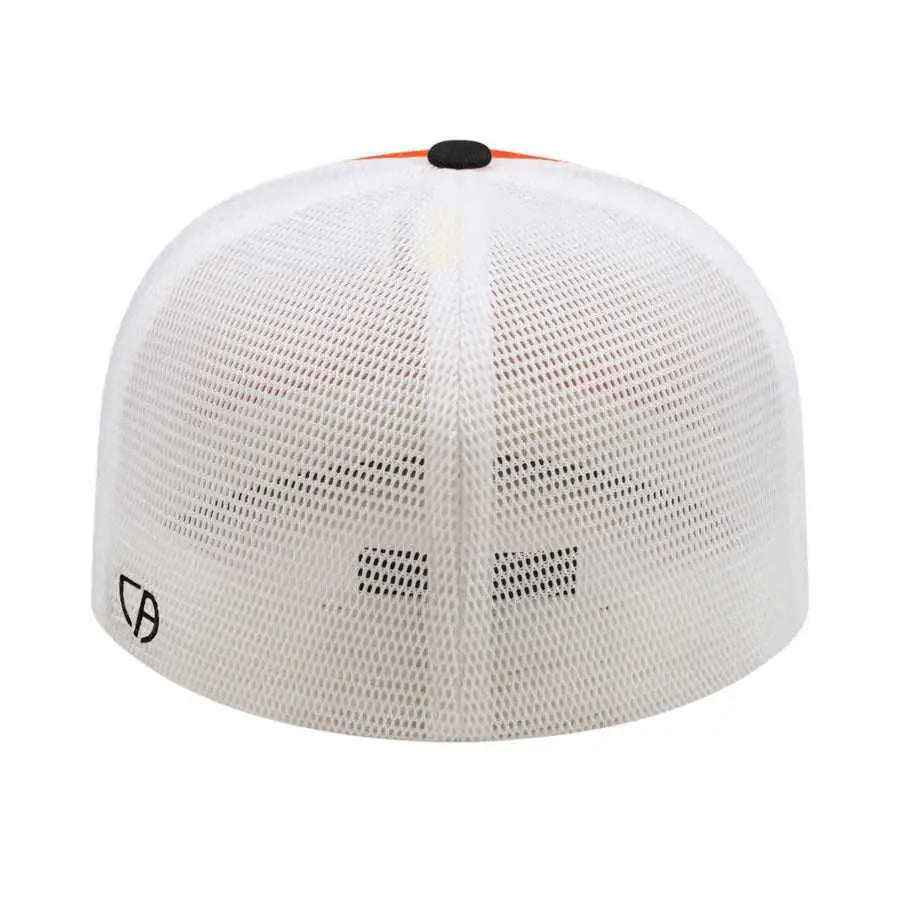 Cap America i8501 Flexfit Performance Trucker Mesh Back Cap - Orange Black White