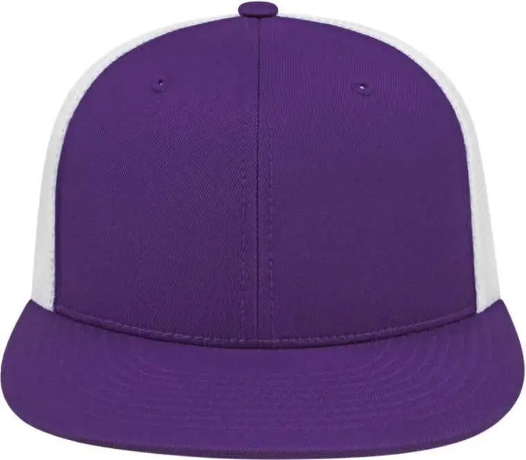 Cap America i8501 Flexfit Performance Trucker Mesh Back Cap - Purple White