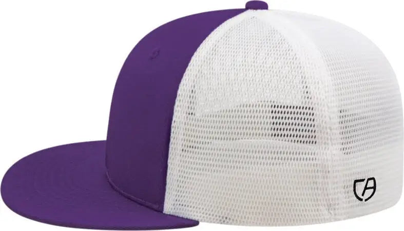 Cap America i8501 Flexfit Performance Trucker Mesh Back Cap - Purple White