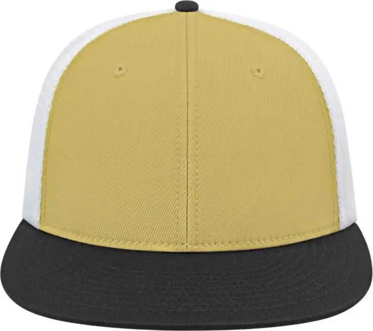 Cap America i8501 Flexfit Performance Trucker Mesh Back Cap - Vegas Gold Black White