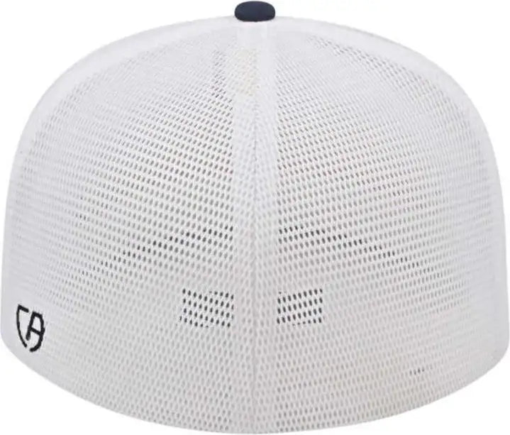 Cap America i8501 Flexfit Performance Trucker Mesh Back Cap - Vegas Gold Navy White