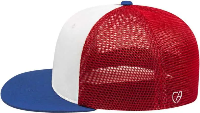 Cap America i8501 Flexfit Performance Trucker Mesh Back Cap - White Royal Red