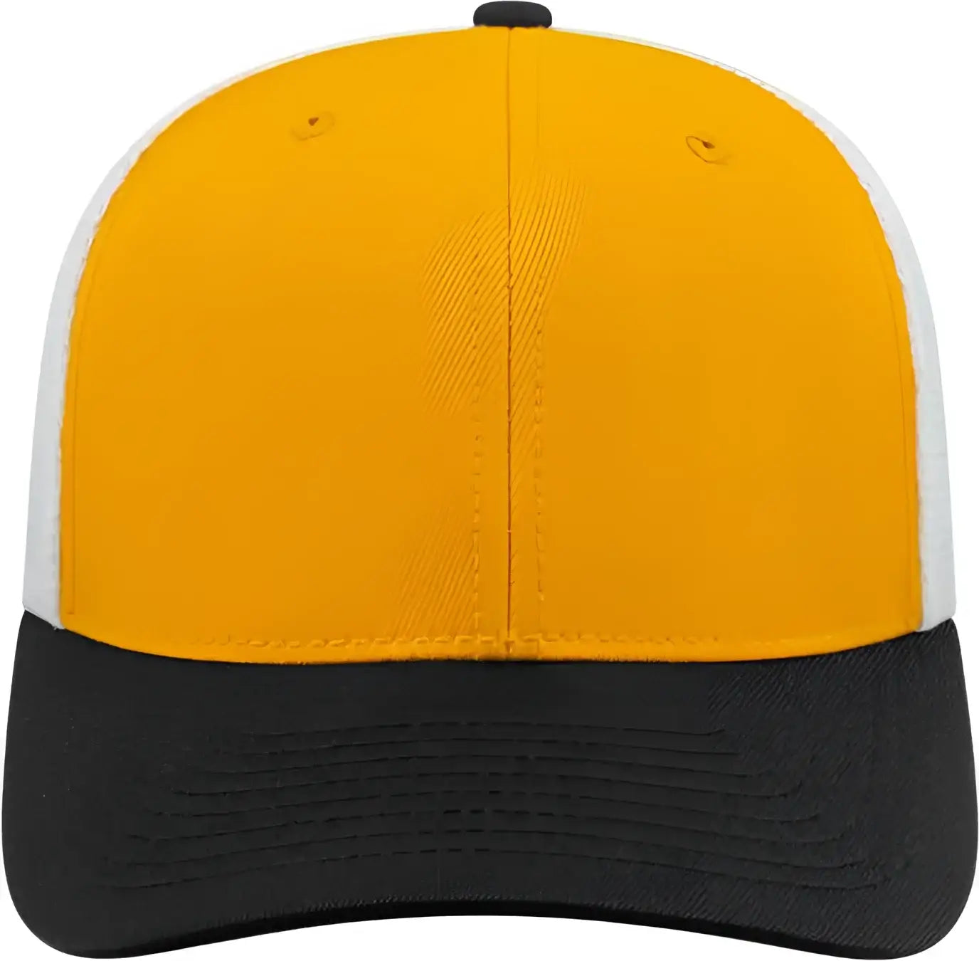 Cap America i8502 Flexfit 110 Trucker Mesh Back Cap - Athletic Gold Black White - Gold Black / One Size Fits Most
