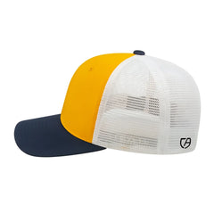 Cap America i8502 Flexfit 110 Trucker Mesh Back Cap Athletic Gold Navy White Gold Navy / One Size Fits Most