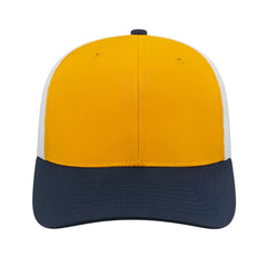 Cap America i8502 Flexfit 110 Trucker Mesh Back Cap Athletic Gold Navy White Gold Navy / One Size Fits Most
