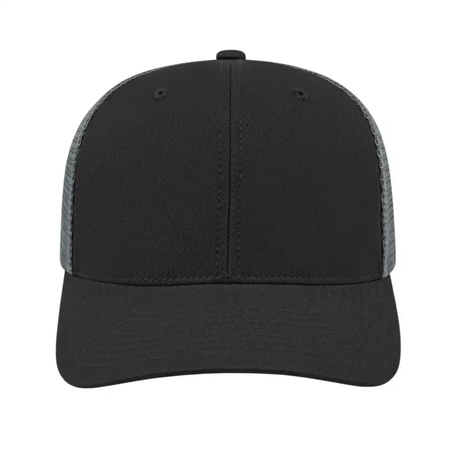 Cap America i8502 Flexfit 110 Trucker Mesh Back Cap - Black Graphite - Black Dark Gray / One Size Fits Most