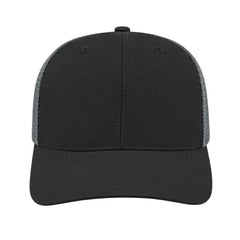 Cap America i8502 Flexfit 110 Trucker Mesh Back Cap Black Graphite Black Dark Gray / One Size Fits Most