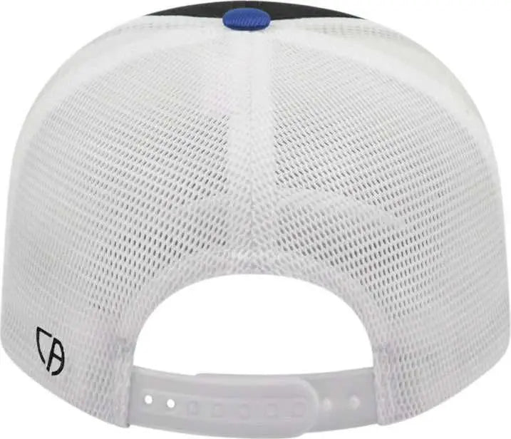 Cap America i8502 Flexfit 110 Trucker Mesh Back Cap - Black Royal White - Black Royal / One Size Fits Most