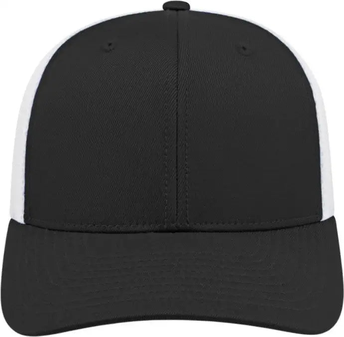Cap America i8502 Flexfit 110 Trucker Mesh Back Cap - Black White - Black White / One Size Fits Most