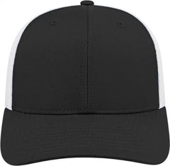 Cap America i8502 Flexfit 110 Trucker Mesh Back Cap Black White Black White / One Size Fits Most