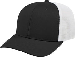Cap America i8502 Flexfit 110 Trucker Mesh Back Cap Black White Black White / One Size Fits Most