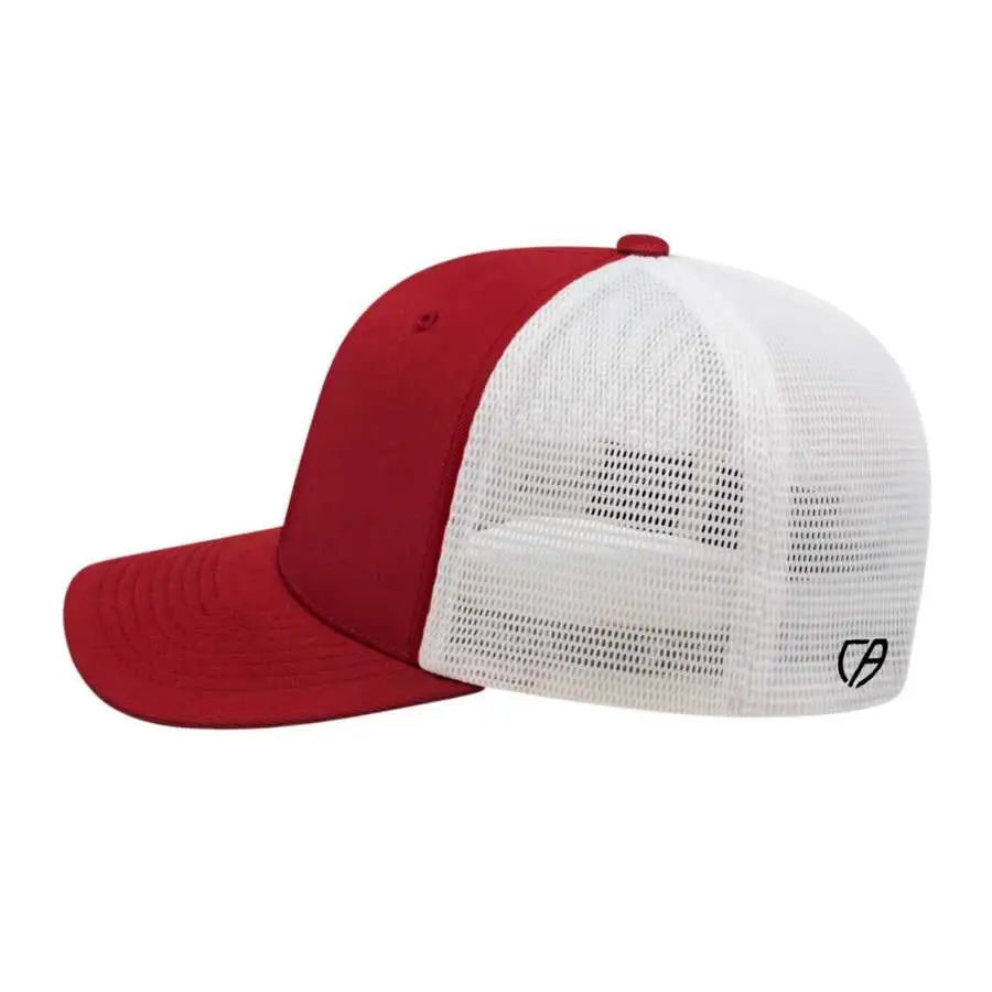 Cap America i8502 Flexfit 110 Trucker Mesh Back Cap - Cardinal White - Cardinal White / One Size Fits Most
