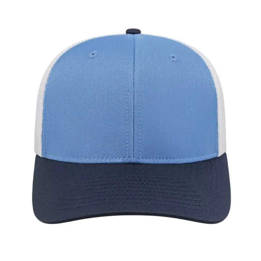 Cap America i8502 Flexfit 110 Trucker Mesh Back Cap - Columbia Navy White - Columbia Blue Navy / One Size Fits Most