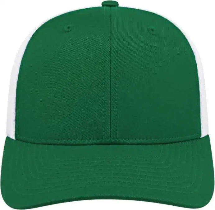 Cap America i8502 Flexfit 110 Trucker Mesh Back Cap - Dark Green White - Forest White / One Size Fits Most