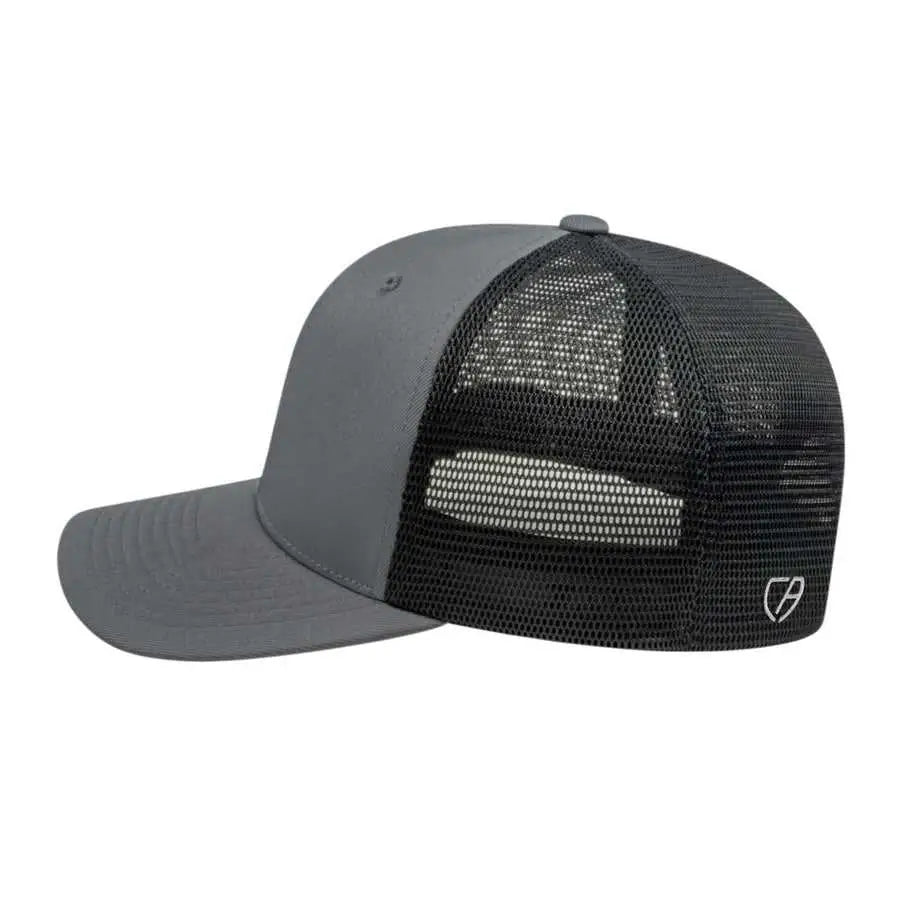 Cap America i8502 Flexfit 110 Trucker Mesh Back Cap - Graphite Black - Dark Gray Black / One Size Fits Most