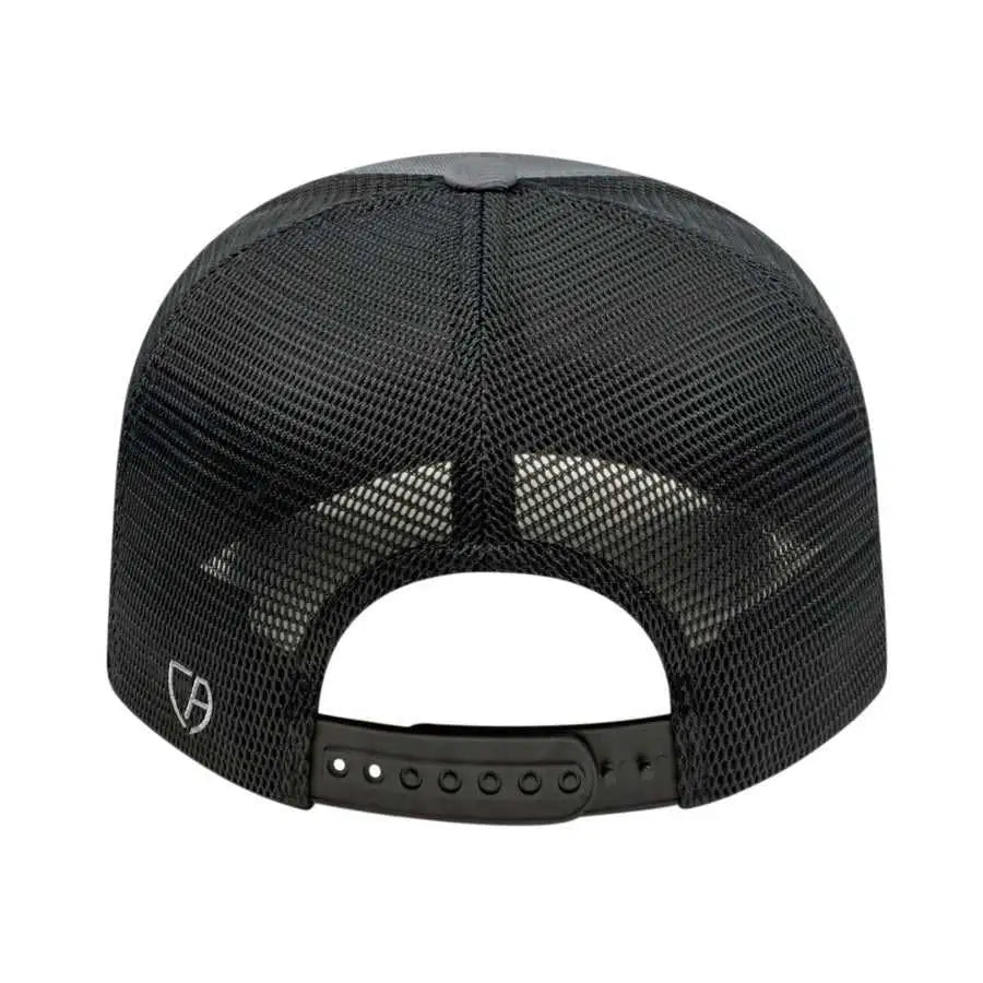 Cap America i8502 Flexfit 110 Trucker Mesh Back Cap - Graphite Black - Dark Gray Black / One Size Fits Most
