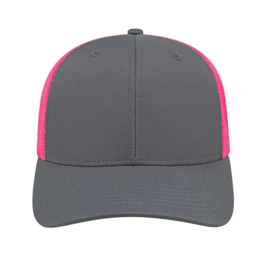 Cap America i8502 Flexfit 110 Trucker Mesh Back Cap - Graphite Pink - Dark Gray Pink / One Size Fits Most