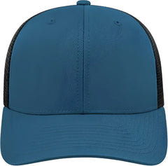 Cap America i8502 Flexfit 110 Trucker Mesh Back Cap Indigo Blue Black Indigo Blue Black / One Size Fits Most