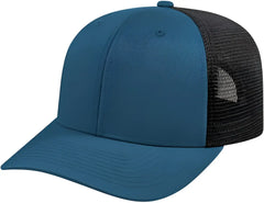 Cap America i8502 Flexfit 110 Trucker Mesh Back Cap Indigo Blue Black Indigo Blue Black / One Size Fits Most