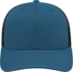 Cap America i8502 Flexfit 110 Trucker Mesh Back Cap - Indigo Blue Black - Indigo Blue Black / One Size Fits Most