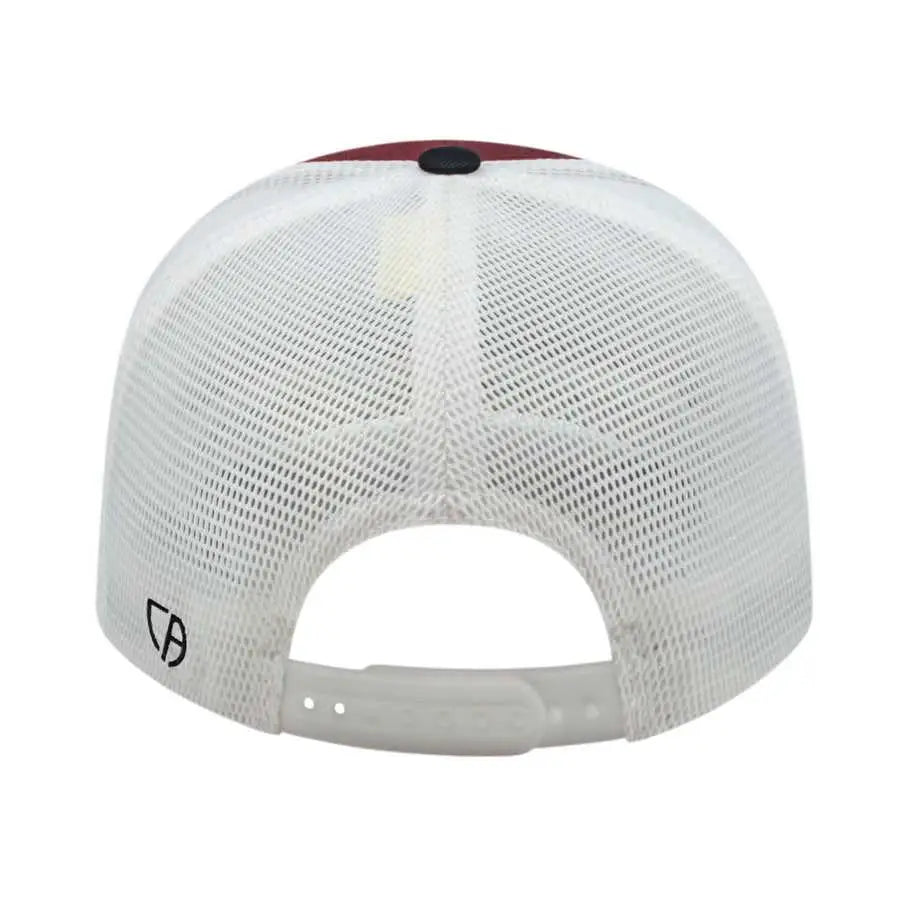 Cap America i8502 Flexfit 110 Trucker Mesh Back Cap - Maroon Black White - Maroon Black / One Size Fits Most