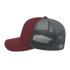 Cap America i8502 Flexfit 110 Trucker Mesh Back Cap Maroon Graphite Maroon Dark Gray / One Size Fits Most
