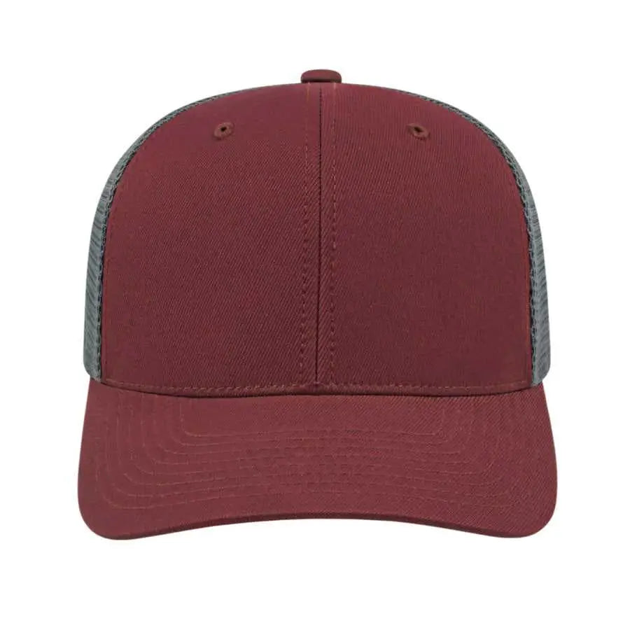 Cap America i8502 Flexfit 110 Trucker Mesh Back Cap - Maroon Graphite - Maroon Dark Gray / One Size Fits Most