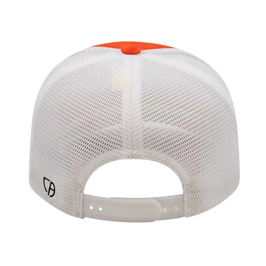 Cap America i8502 Flexfit 110 Trucker Mesh Back Cap - Orange White - Orange White / One Size Fits Most
