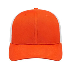 Cap America i8502 Flexfit 110 Trucker Mesh Back Cap - Orange White - Orange White / One Size Fits Most