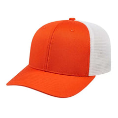 Cap America i8502 Flexfit 110 Trucker Mesh Back Cap - Orange White - Orange White / One Size Fits Most