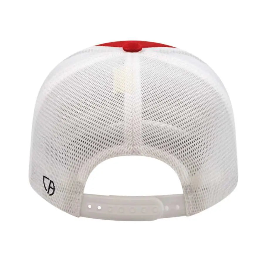 Cap America i8502 Flexfit 110 Trucker Mesh Back Cap - Red White - Red White / One Size Fits Most
