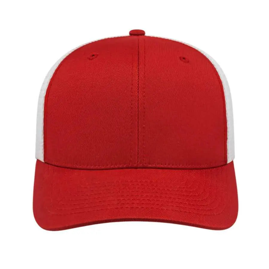 Cap America i8502 Flexfit 110 Trucker Mesh Back Cap - Red White - Red White / One Size Fits Most