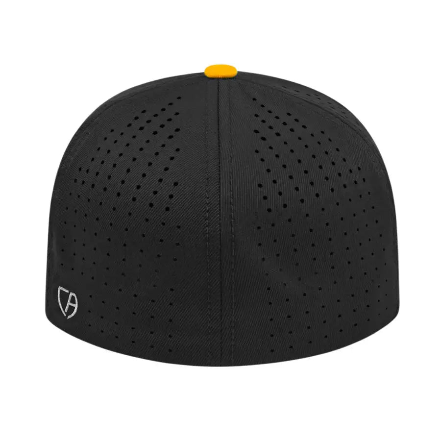 Cap America i8503 Flexfit Perforated Performance Cap - Black Athletic Gold