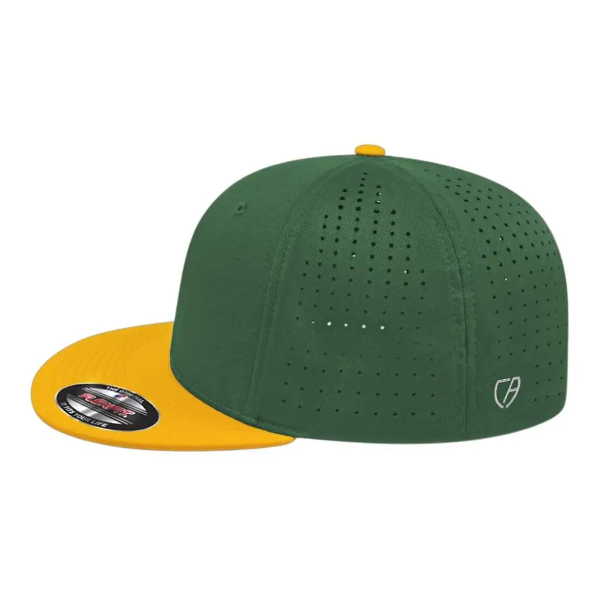 Cap America i8503 Flexfit Perforated Performance Cap - Dark Green Athletic Gold