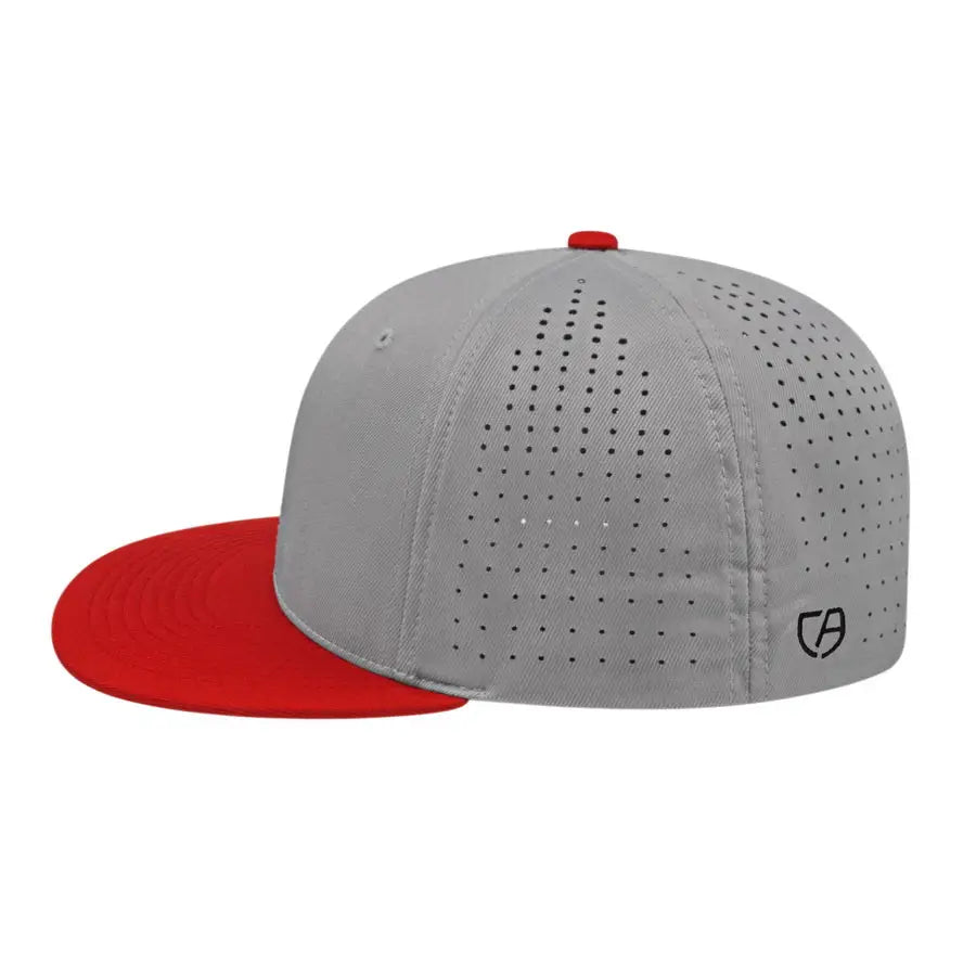 Cap America i8503 Flexfit Perforated Performance Cap - Silver Red