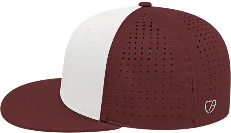 Cap America i8503 Flexfit Perforated Performance Cap - White Maroon