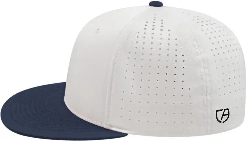 Cap America i8503 Flexfit Perforated Performance Cap - White Navy