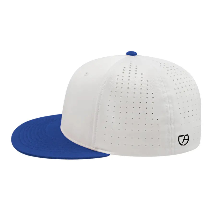 Cap America i8503 Flexfit Perforated Performance Cap - White Royal
