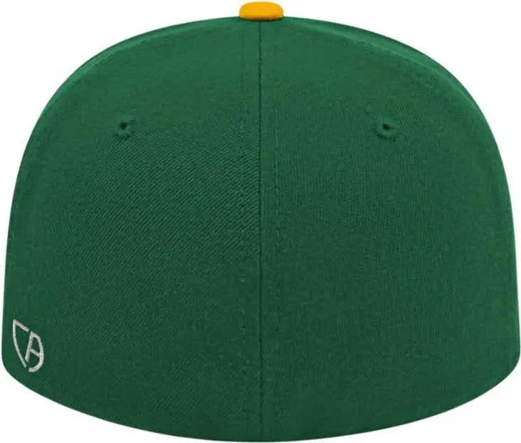 Cap America i8504 Flexfit Wool Blend Performance Cap - Dark Green Athletic Gold