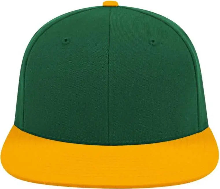 Cap America i8504 Flexfit Wool Blend Performance Cap - Dark Green Athletic Gold