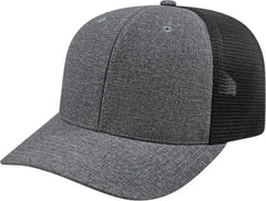 Cap America i8509 Flexfit 110 Melange Trucker Mesh Back Cap Charcoal Black Dark Gray Black / One Size Fits Most