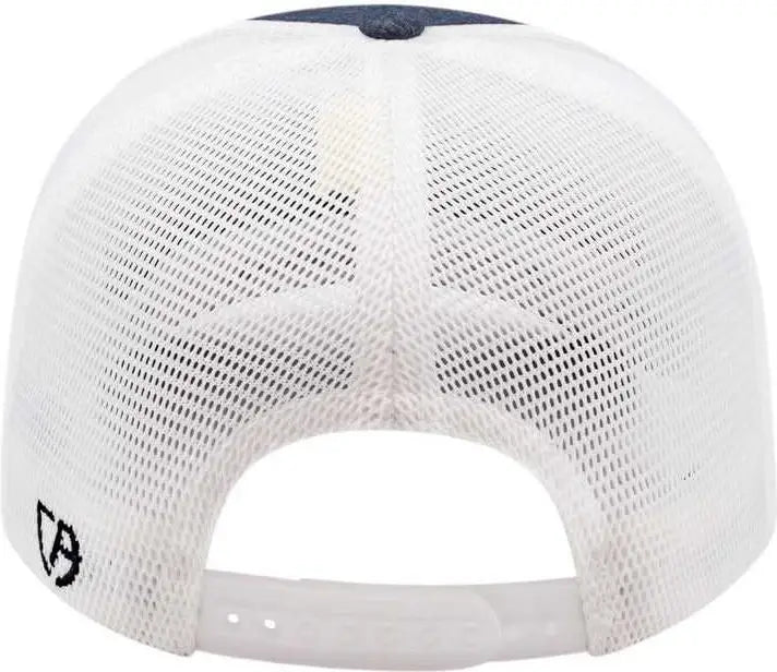 Cap America i8509 Flexfit 110 Melange Trucker Mesh Back Cap - Light Navy White - Light Navy White / One Size Fits Most