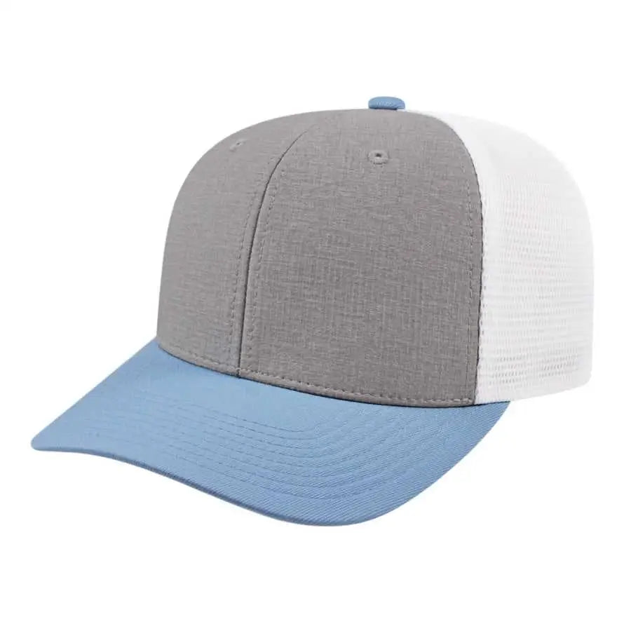 Cap America i8509 Flexfit 110 Melange Trucker Mesh Back Cap Silver Allure White Light Gray White / One Size Fits Most