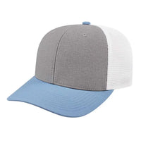 Cap America i8509 Flexfit 110 Melange Trucker Mesh Back Cap Silver Allure White Light Gray White / One Size Fits Most