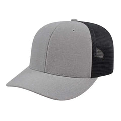 Cap America i8509 Flexfit 110 Melange Trucker Mesh Back Cap Silver Black Light Gray Black / One Size Fits Most