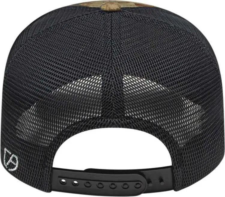 Cap America i8511 Flexfit 110 Camo Trucker Mesh Back Cap - Realtree AP Black - Realtree Black / One Size Fits Most